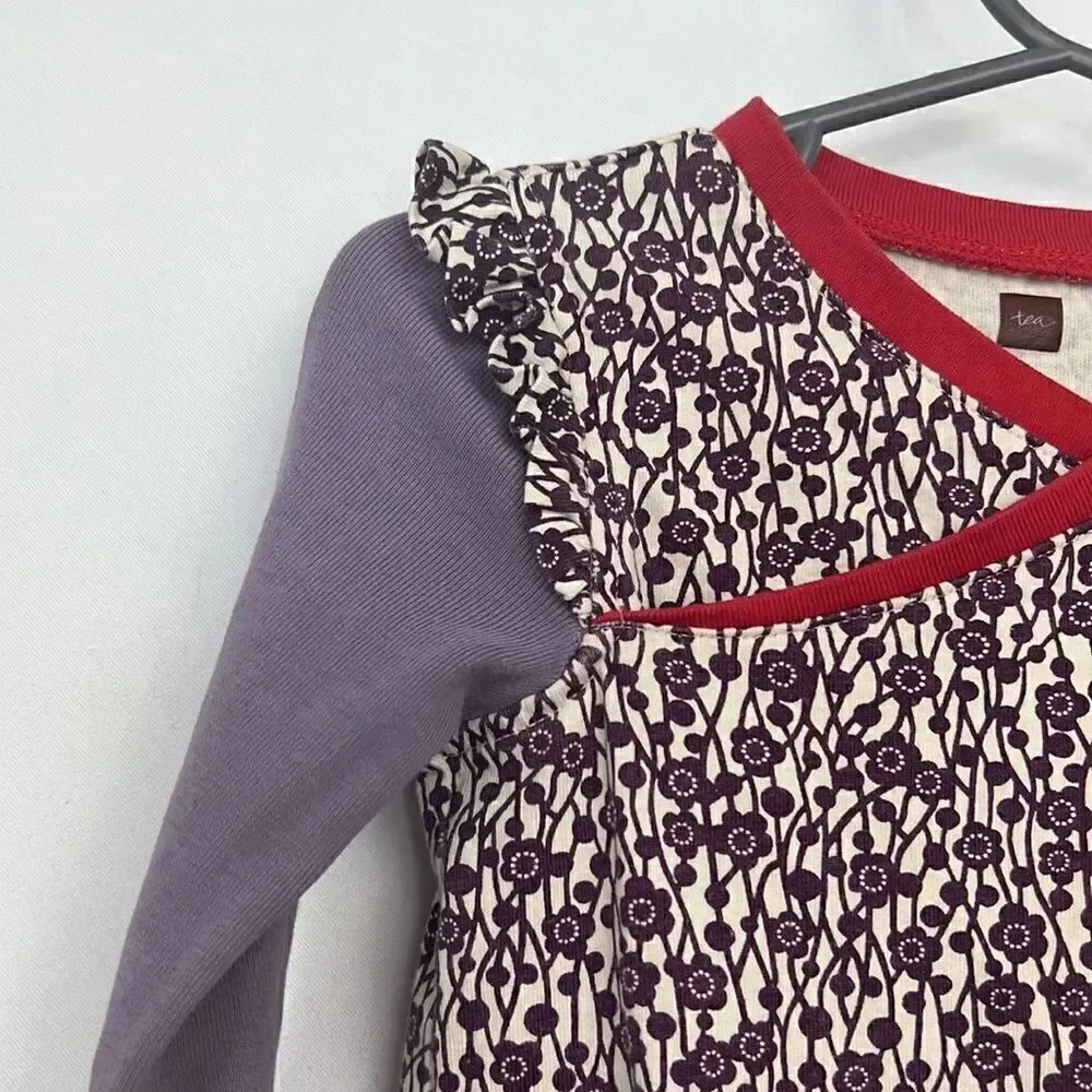 Tea purple and cream knit dress long sleeve E UC size 3